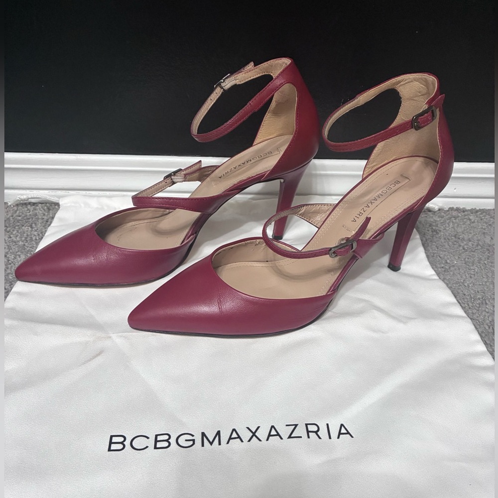 BCBG Max Azria red leather pumps